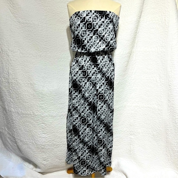 COVER ME Womens Black & White Strapless Maxi Dress, Size Medium - Picture 1 of 14
